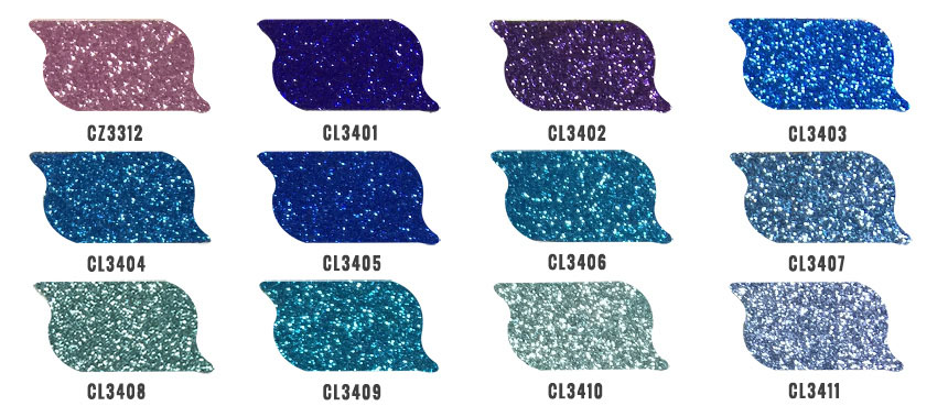 Blue glitter powder color chart