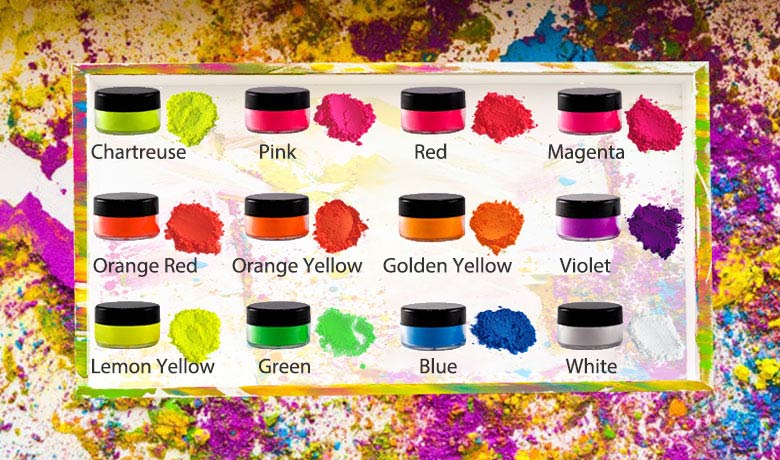 12 colors Fluorescent pigments