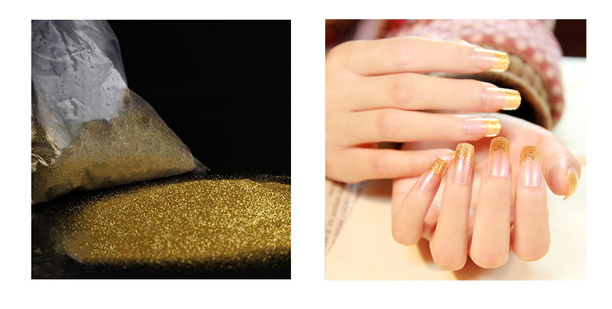 Polvere glitter oro per unghie