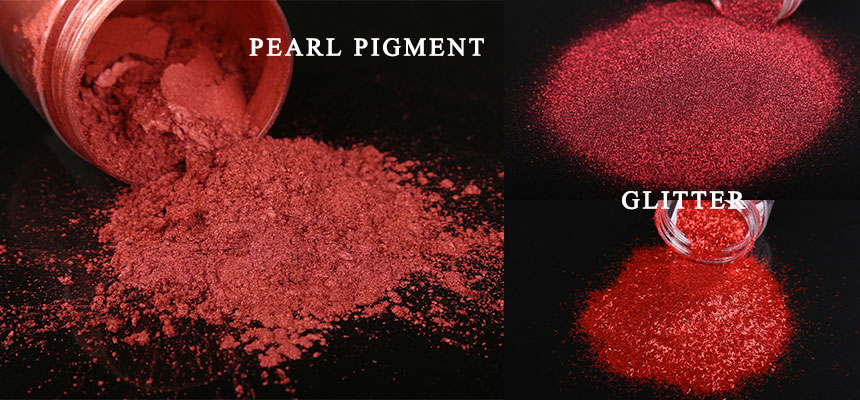 Polvere glitterata e pigmento perlato