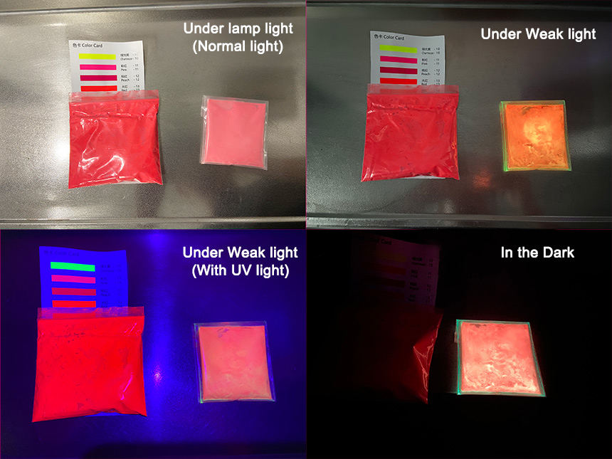 Pigmenti fosforescenti contro pigmenti fluorescenti