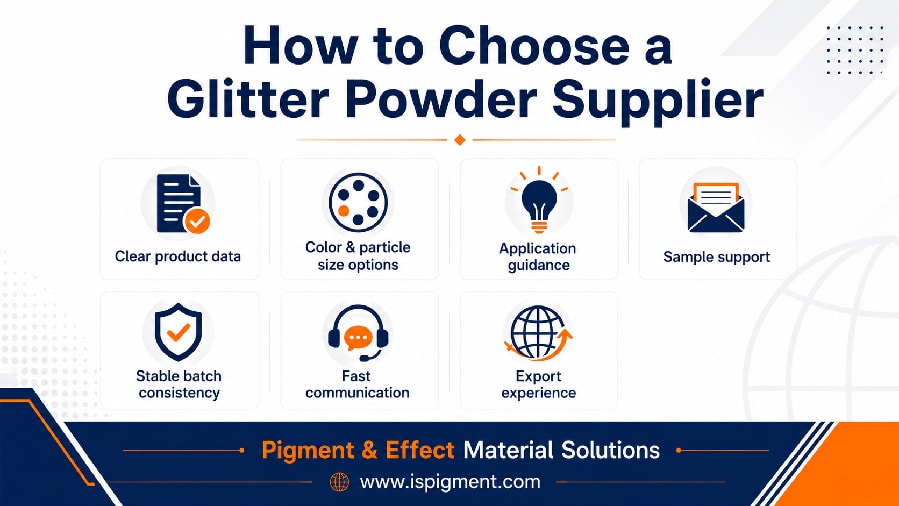 iSuoChem glitter powder supplier procurement and sample evaluation for B2B buyers