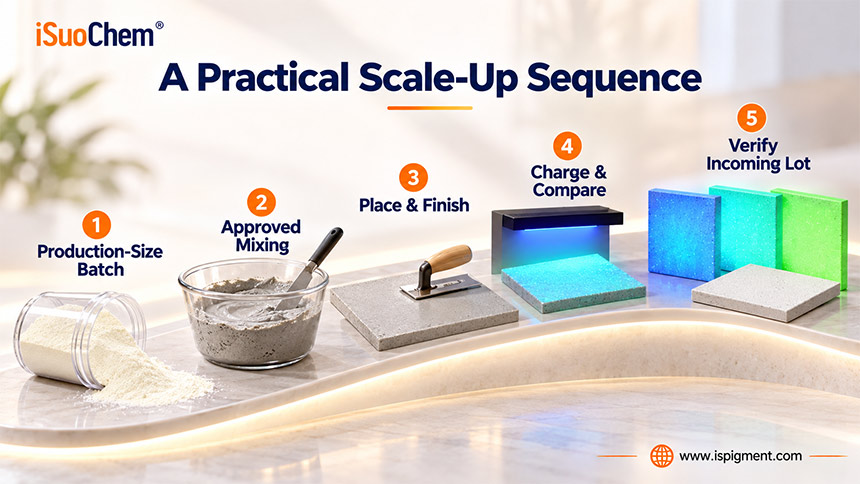 Glow Concrete Production Scale Up Sequence