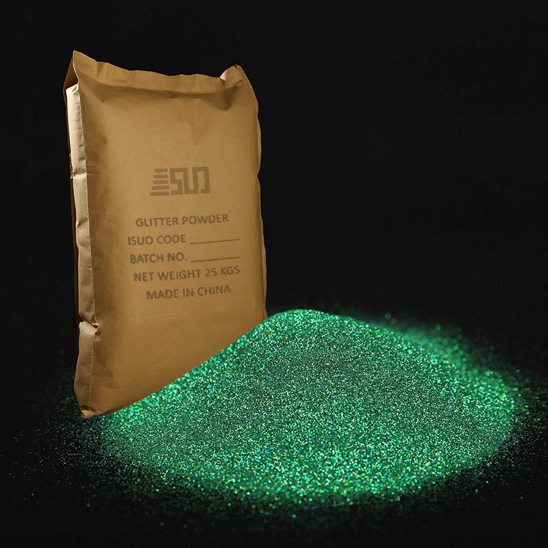 polvere verde glitterata al laser