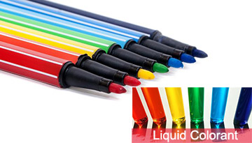 Coloranti liquidi di grado cosmetico nelle forniture scolastiche